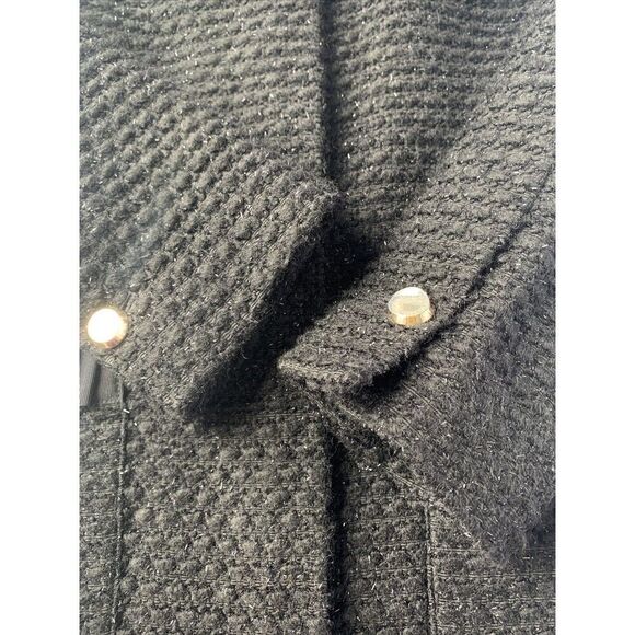 Ted Baker Womens Black Tweed Collarless Contrast Bow Pocket Coat Size 1 … - Picture 12 of 16